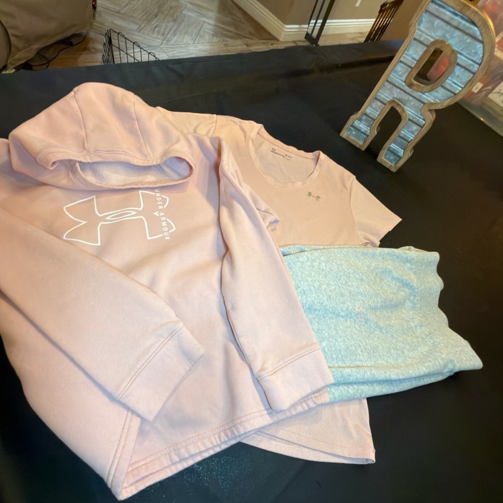 Under Armour Kids Light Pink Hoodie: t-shirt and pants sold separately.